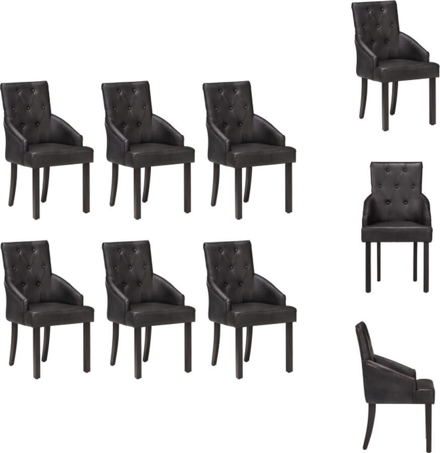 VidaXL Eetkamerstoel Eetkamerstoelen Keukenstoel Keukenstoelen Eetkamerstoelen 6 st echt geitenleer zwart