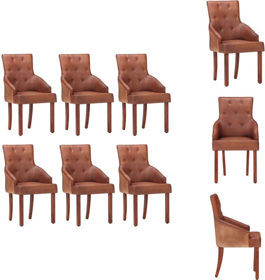 VidaXL Eetkamerstoel Eetkamerstoelen Keukenstoel Keukenstoelen Eetkamerstoelen 6 st echt geitenleer bruin