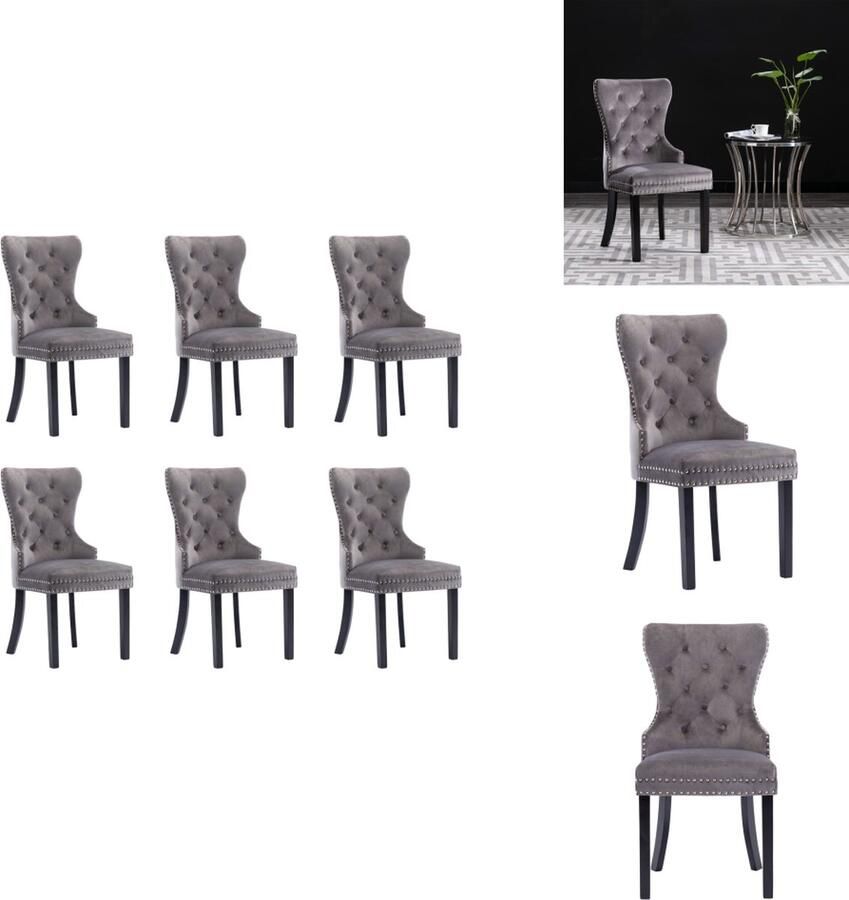 VidaXL Eetkamerstoel Eetkamerstoelen Keukenstoel Keukenstoelen Eetkamerstoelen 6 st fluweel grijs