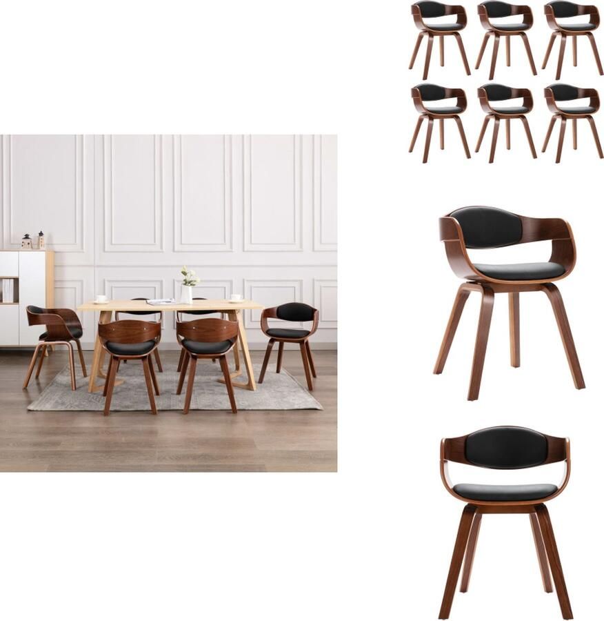 VidaXL Eetkamerstoel Eetkamerstoelen Keukenstoel Keukenstoelen Eetkamerstoelen 6 st gebogen hout en kunstleer