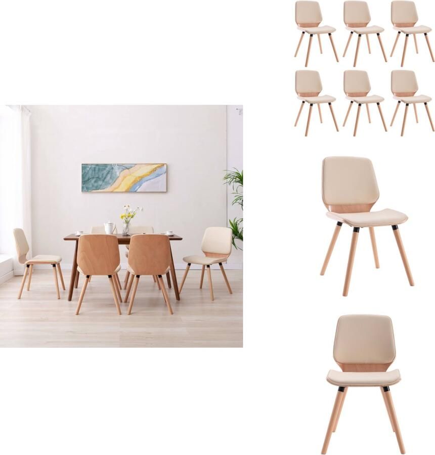 VidaXL Eetkamerstoel Eetkamerstoelen Keukenstoel Keukenstoelen Eetkamerstoelen 6 st kunstleer crèmekleurig