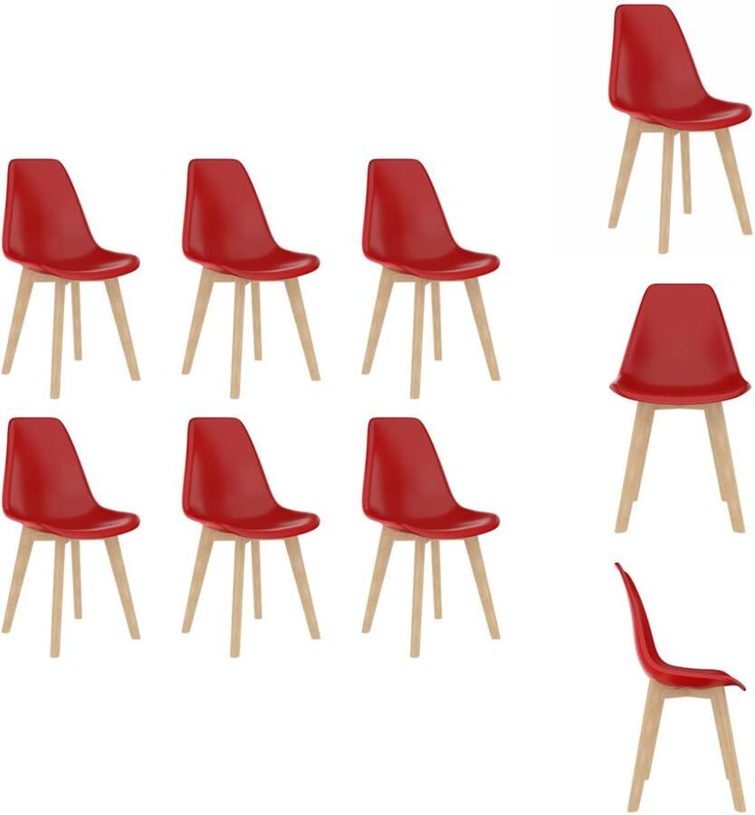 VidaXL Eetkamerstoel Eetkamerstoelen Keukenstoel Keukenstoelen Eetkamerstoelen 6 st kunststof rood