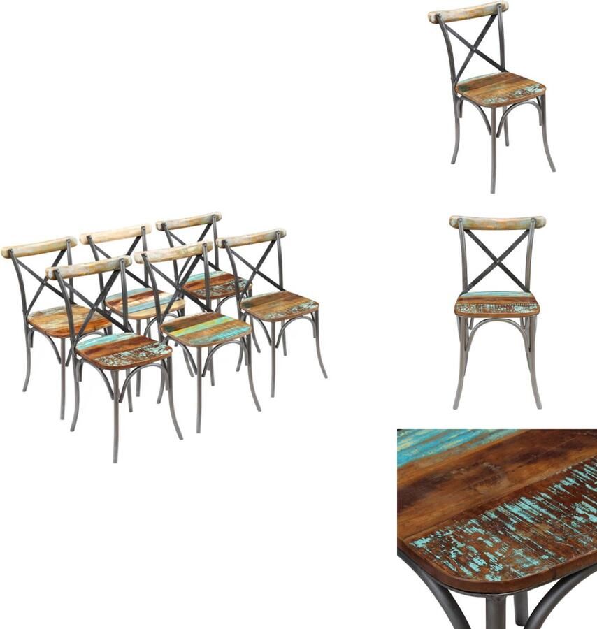 VidaXL Eetkamerstoel Eetkamerstoelen Keukenstoel Keukenstoelen Eetkamerstoelen 6 st massief gerecycled hout