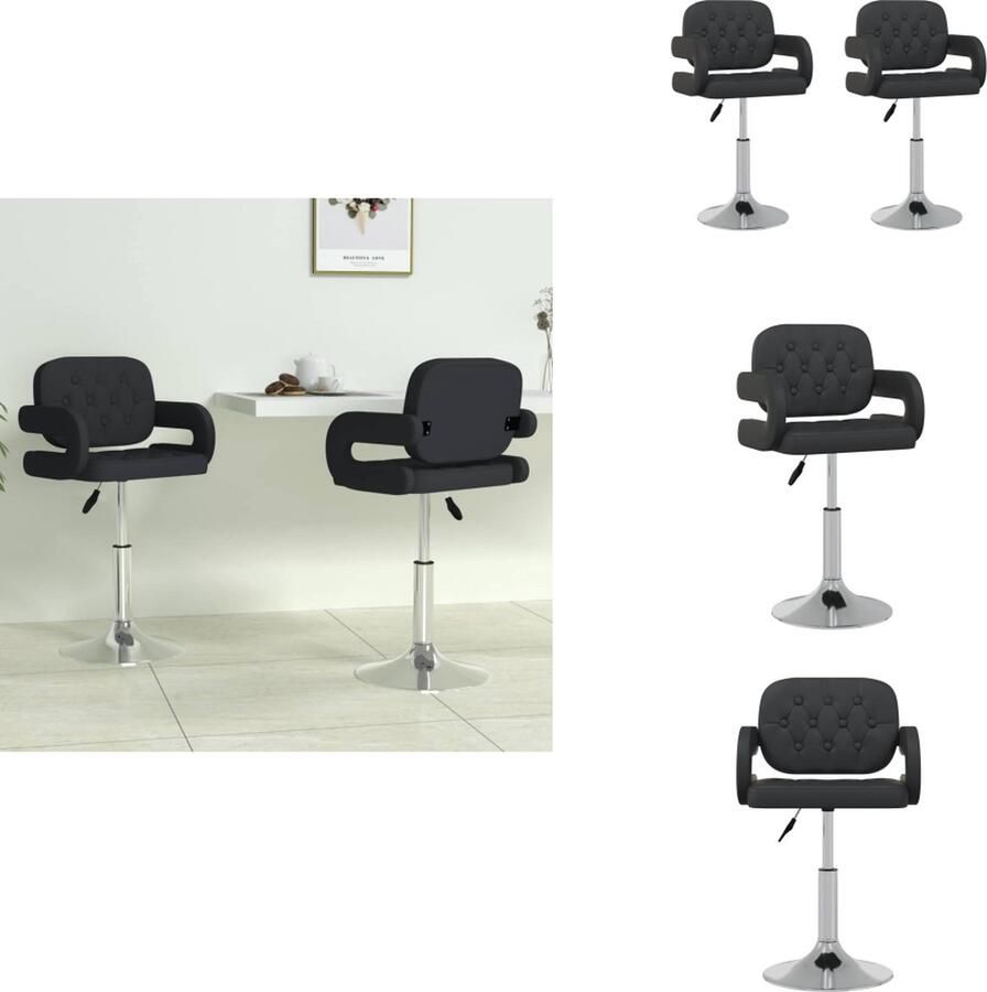 VidaXL Eetkamerstoel Eetkamerstoelen Keukenstoel Keukenstoelen Eetkamerstoelen draaibaar 2 st kunstleer zwart