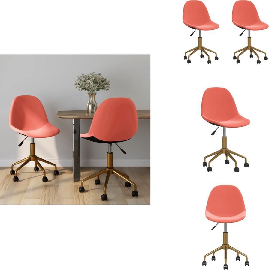 VidaXL Eetkamerstoel Eetkamerstoelen Keukenstoel Keukenstoelen Eetkamerstoelen draaibaar 2 st fluweel roze