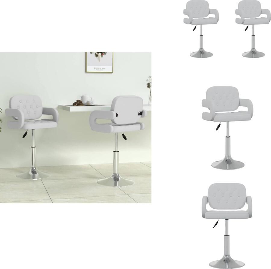 VidaXL Eetkamerstoel Eetkamerstoelen Keukenstoel Keukenstoelen Eetkamerstoelen draaibaar 2 st kunstleer wit