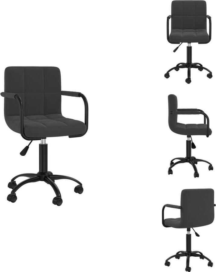 VidaXL Eetkamerstoel Eetkamerstoelen Keukenstoelen Keukenstoel Eetkamerstoel draaibaar fluweel zwart - Foto 2