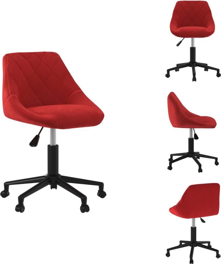 VidaXL Eetkamerstoel Eetkamerstoelen Keukenstoelen Keukenstoel Eetkamerstoel draaibaar fluweel wijnrood