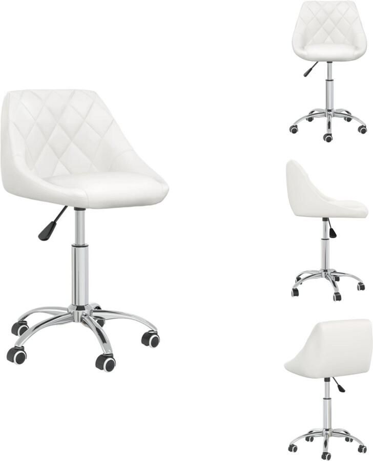 VidaXL Eetkamerstoel Eetkamerstoelen Keukenstoelen Keukenstoel Eetkamerstoel draaibaar kunstleer wit