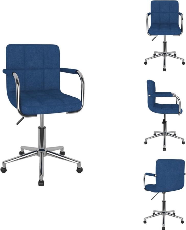 VidaXL Eetkamerstoel Eetkamerstoelen Keukenstoelen Keukenstoel Eetkamerstoel draaibaar stof blauw