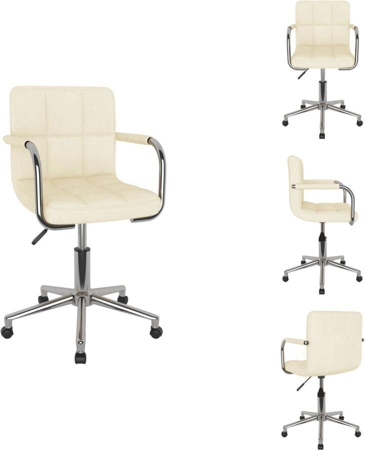 VidaXL Eetkamerstoel draaibaar stof crÃ¨mekleurig