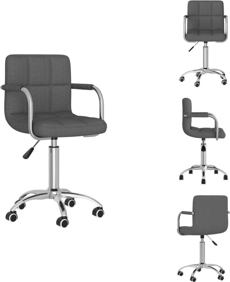 VidaXL Eetkamerstoel Eetkamerstoelen Keukenstoelen Keukenstoel Eetkamerstoel draaibaar stof donkergrijs - Foto 2