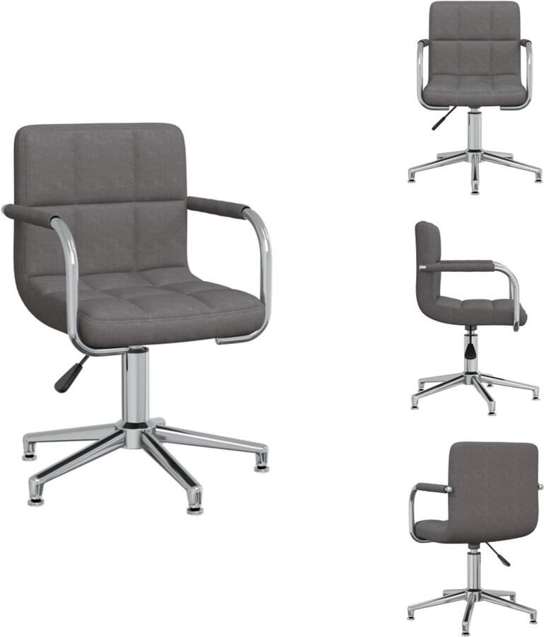 VidaXL Eetkamerstoel Eetkamerstoelen Keukenstoelen Keukenstoel Eetkamerstoel draaibaar stof donkergrijs