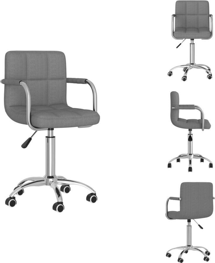 VidaXL Eetkamerstoel Eetkamerstoelen Keukenstoelen Keukenstoel Eetkamerstoel draaibaar stof lichtgrijs - Foto 2