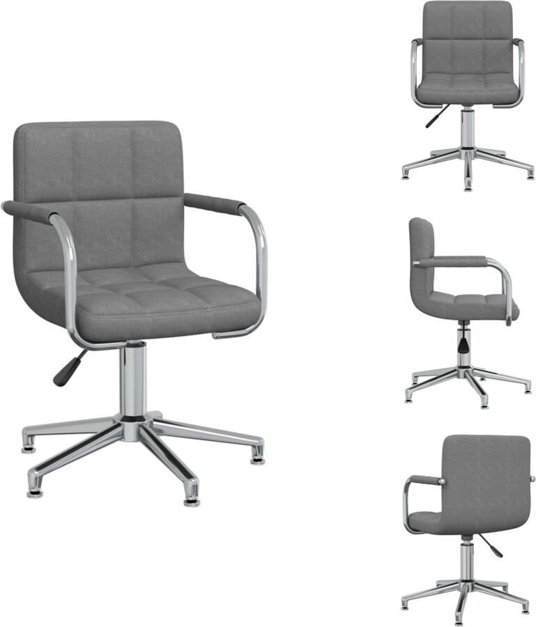 VidaXL Eetkamerstoel Eetkamerstoelen Keukenstoelen Keukenstoel Eetkamerstoel draaibaar stof lichtgrijs