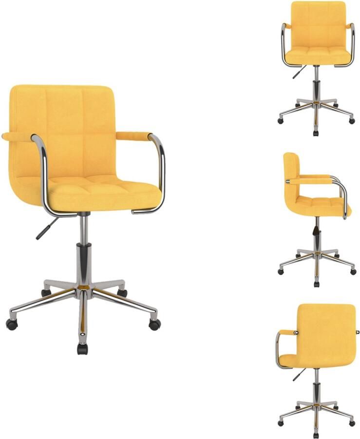 VidaXL Eetkamerstoel Eetkamerstoelen Keukenstoelen Keukenstoel Eetkamerstoel draaibaar stof mosterdgeel