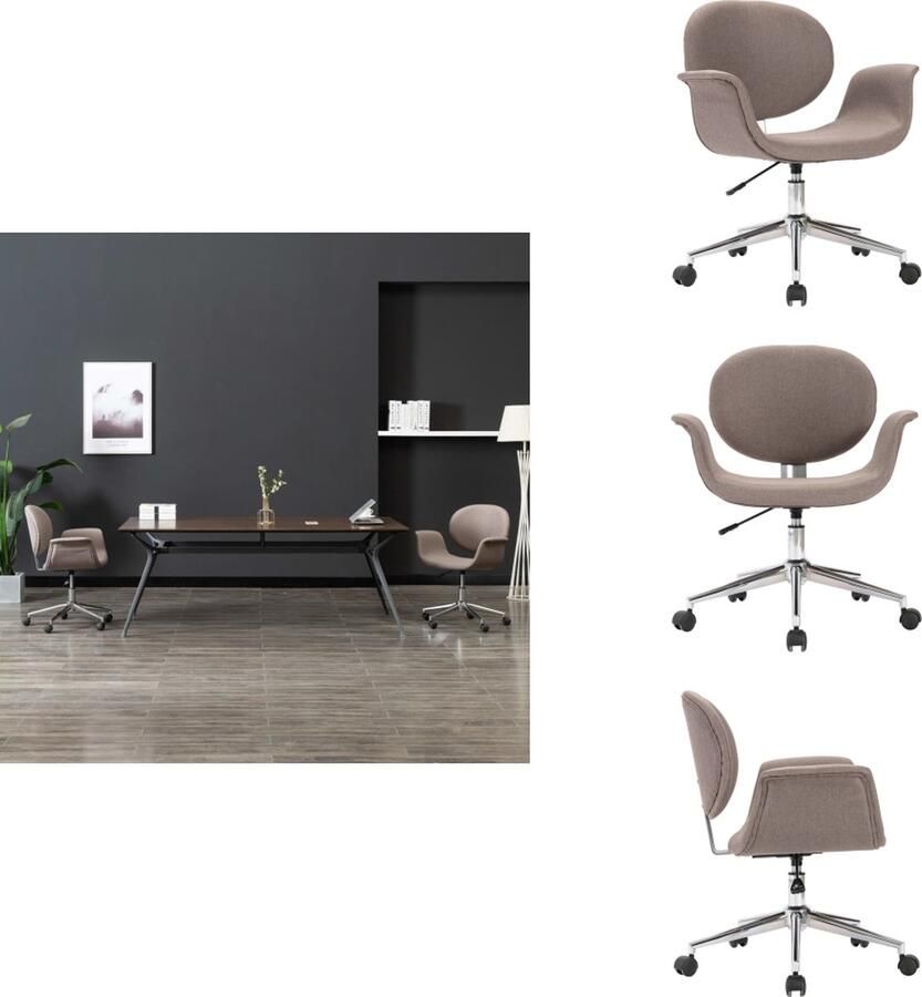 VidaXL Eetkamerstoel Eetkamerstoelen Keukenstoelen Keukenstoel Eetkamerstoel draaibaar stof taupe - Foto 2