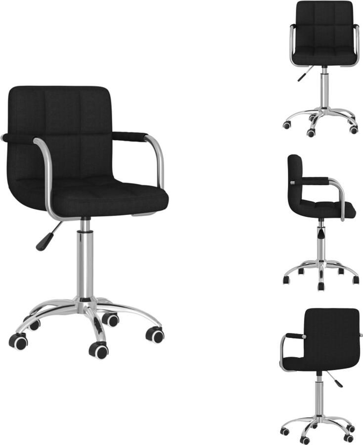 VidaXL Eetkamerstoel Eetkamerstoelen Keukenstoelen Keukenstoel Eetkamerstoel draaibaar stof zwart - Foto 2