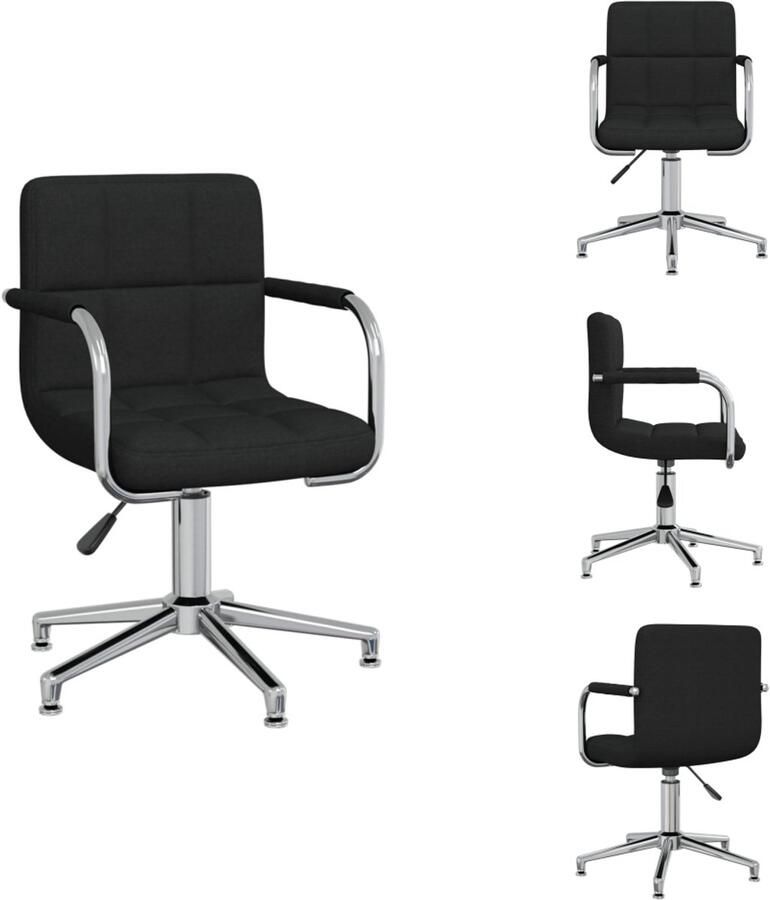 VidaXL Eetkamerstoel Eetkamerstoelen Keukenstoelen Keukenstoel Eetkamerstoel draaibaar stof zwart