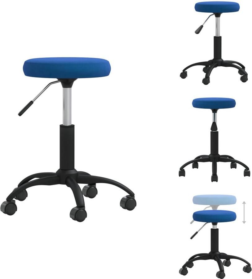 VidaXL Eetkamerstoel Eetkamerstoelen Keukenstoelen Keukenstoel Eetkamerstoel fluweel blauw - Foto 2