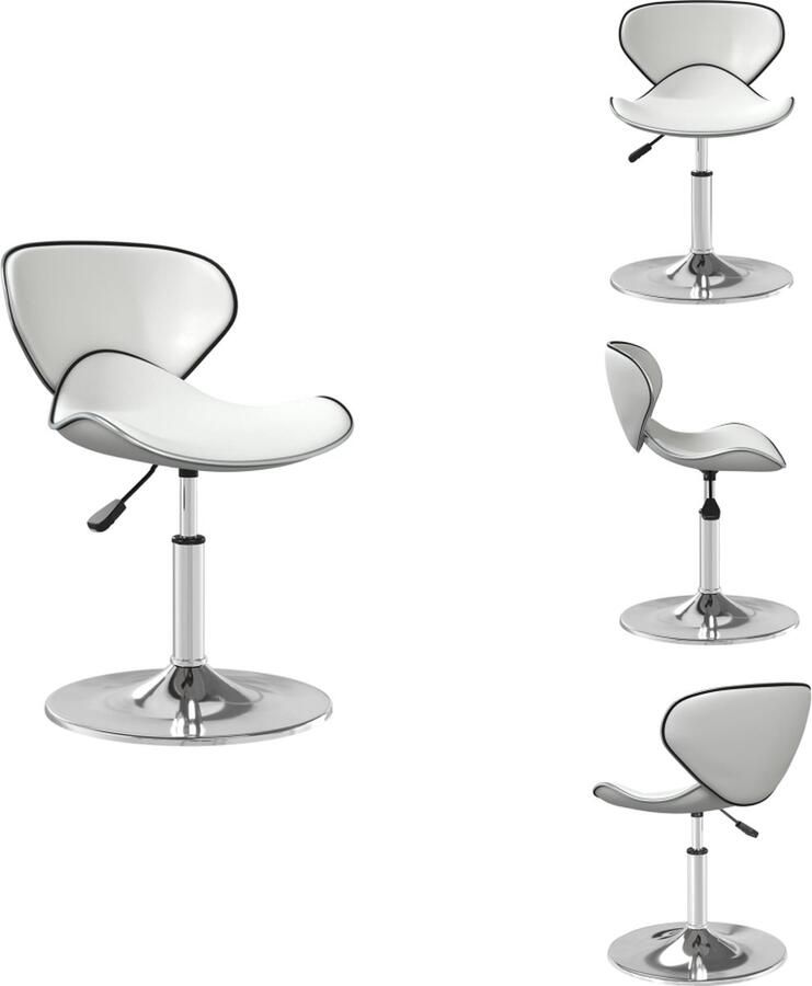 VidaXL Eetkamerstoel Trendy Stoel Afmetingen- 45.5 x 45 x (61-76) cm Kleur- wit Materiaal- kunstleer en verchroomd staal 360 graden draaibaar Eetkamerstoel - Foto 3