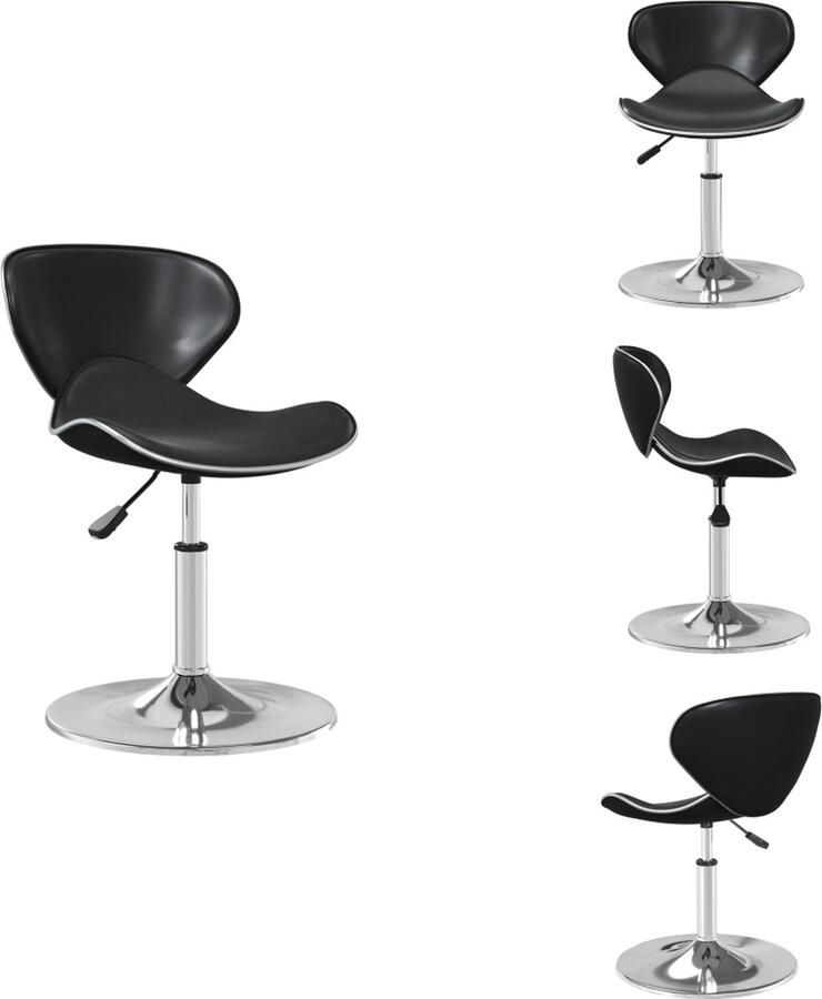 VidaXL Eetkamerstoel 45.5 x 45 x (61-76) cm Zwart Kunstleer 60% PU 30% polyester 10% katoen Verchroomd staal 360 graden draaibaar Eetkamerstoel