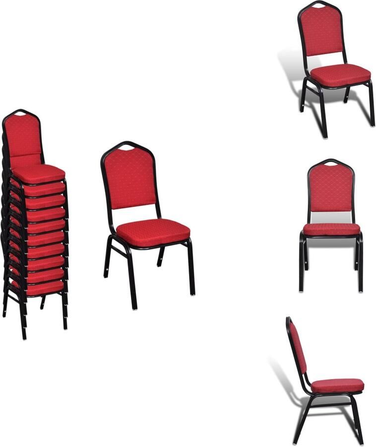 VidaXL Eetkamerstoelen Set Rood 40 x 41 x 88 cm Stapelbaar Comfortabel Multiplex en ijzer Eetkamerstoel