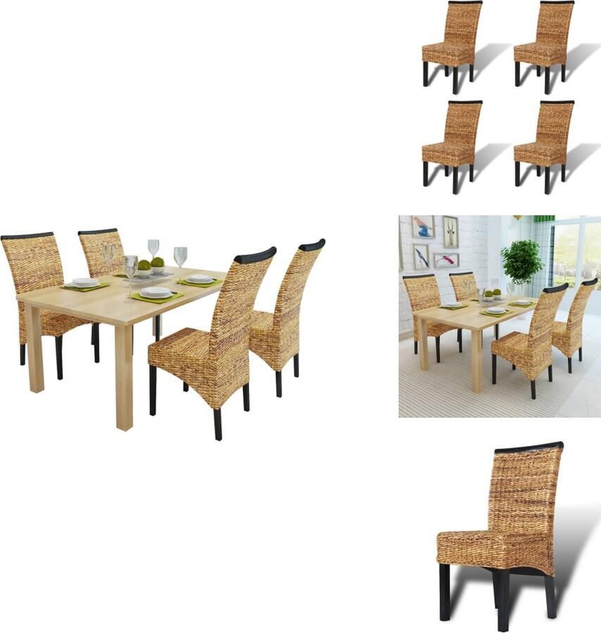 VidaXL Eetkamerstoel Eetkamerstoelen Keukenstoelen Keukenstoel Eetkamerstoelen 2 st abaca en massief mangohout
