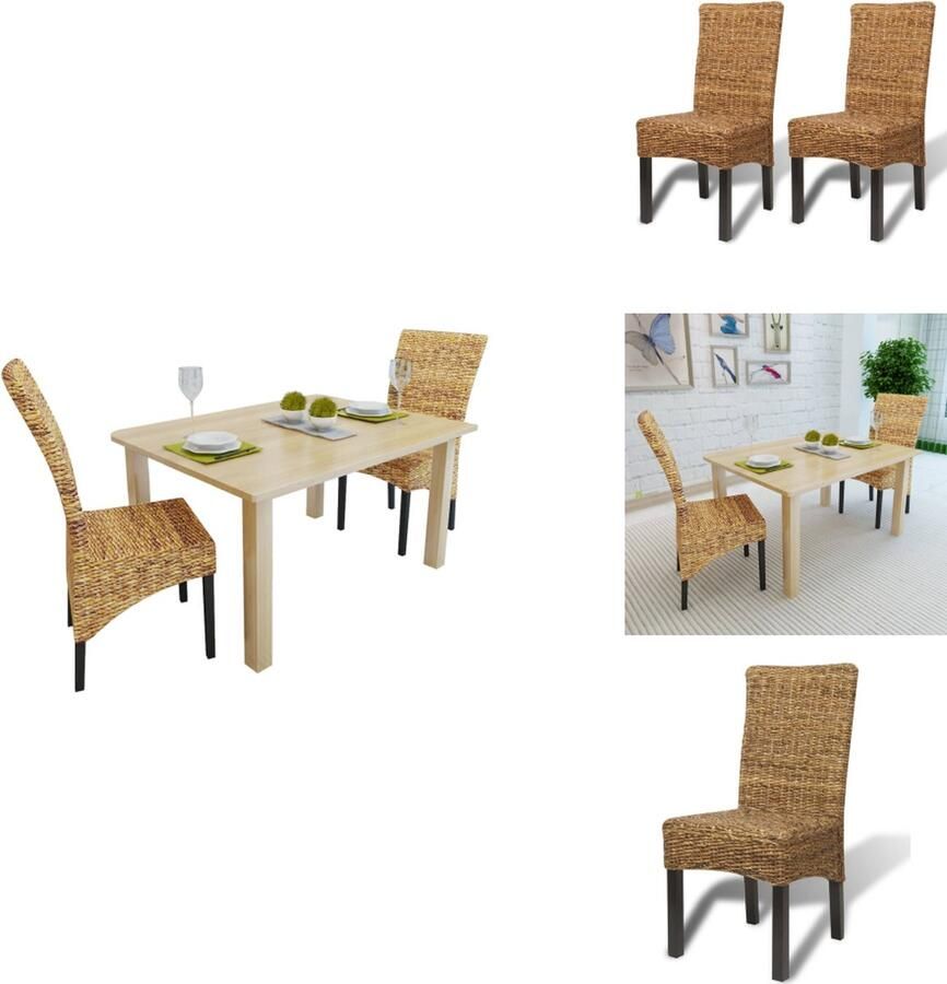 VidaXL Eetkamerstoel Eetkamerstoelen Keukenstoelen Keukenstoel Eetkamerstoelen 2 st abaca en massief mangohout