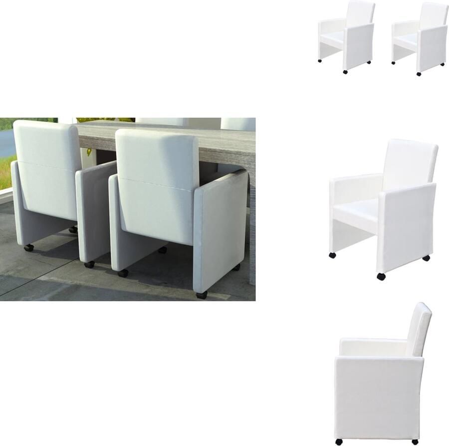 VidaXL Eetkamerstoel Eetkamerstoelen Keukenstoelen Keukenstoel Eetkamerstoelen 2 st kunstleer wit