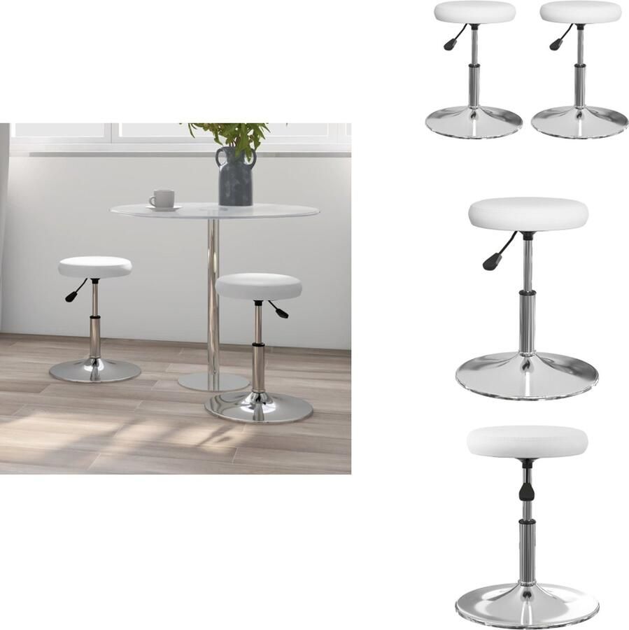 VidaXL Eetkamerstoel Eetkamerstoelen Keukenstoelen Keukenstoel Eetkamerstoelen 2 st kunstleer wit