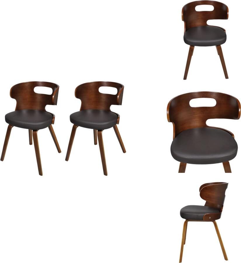 VidaXL Eetkamerstoel Eetkamerstoelen Keukenstoelen Keukenstoel Eetkamerstoelen 2 st kunstleer bruin