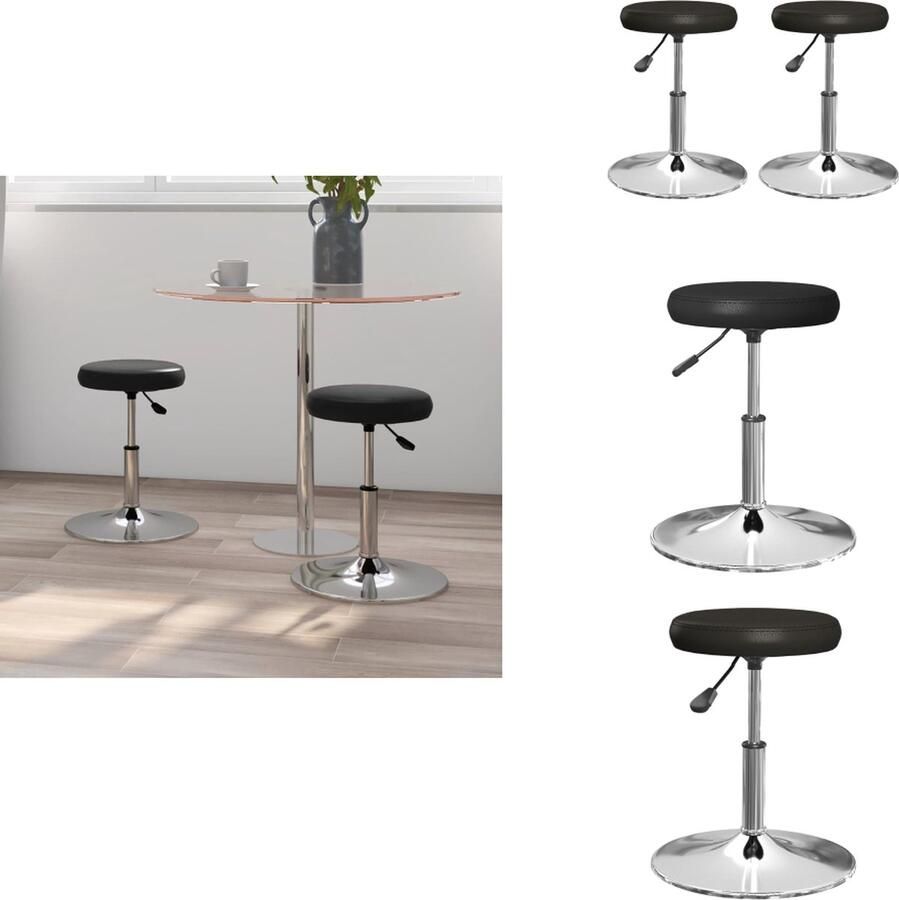 VidaXL Eetkamerstoel Eetkamerstoelen Keukenstoelen Keukenstoel Eetkamerstoelen 2 st kunstleer zwart