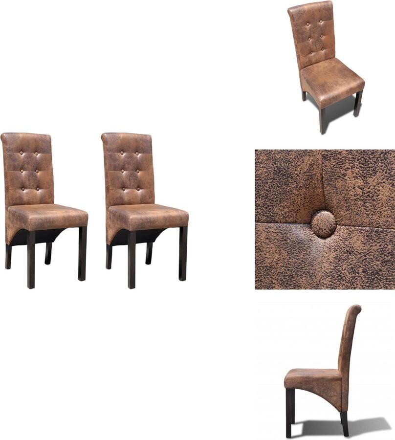 VidaXL Eetkamerstoel Eetkamerstoelen Keukenstoelen Keukenstoel Eetkamerstoelen 2 st kunstleer bruin - Foto 2