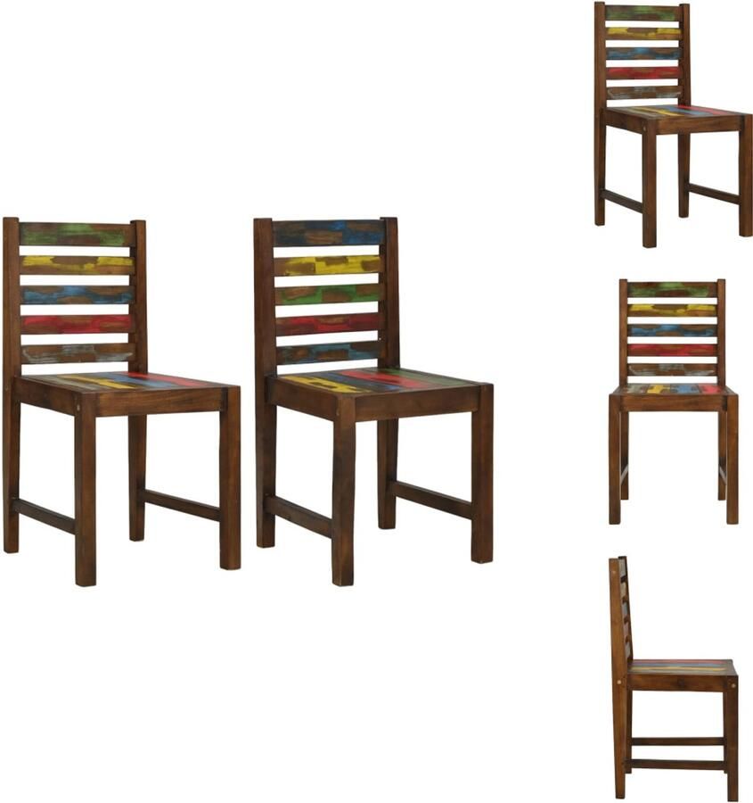 VidaXL Eetkamerstoel Eetkamerstoelen Keukenstoelen Keukenstoel Eetkamerstoelen 2 st massief gerecycled hout