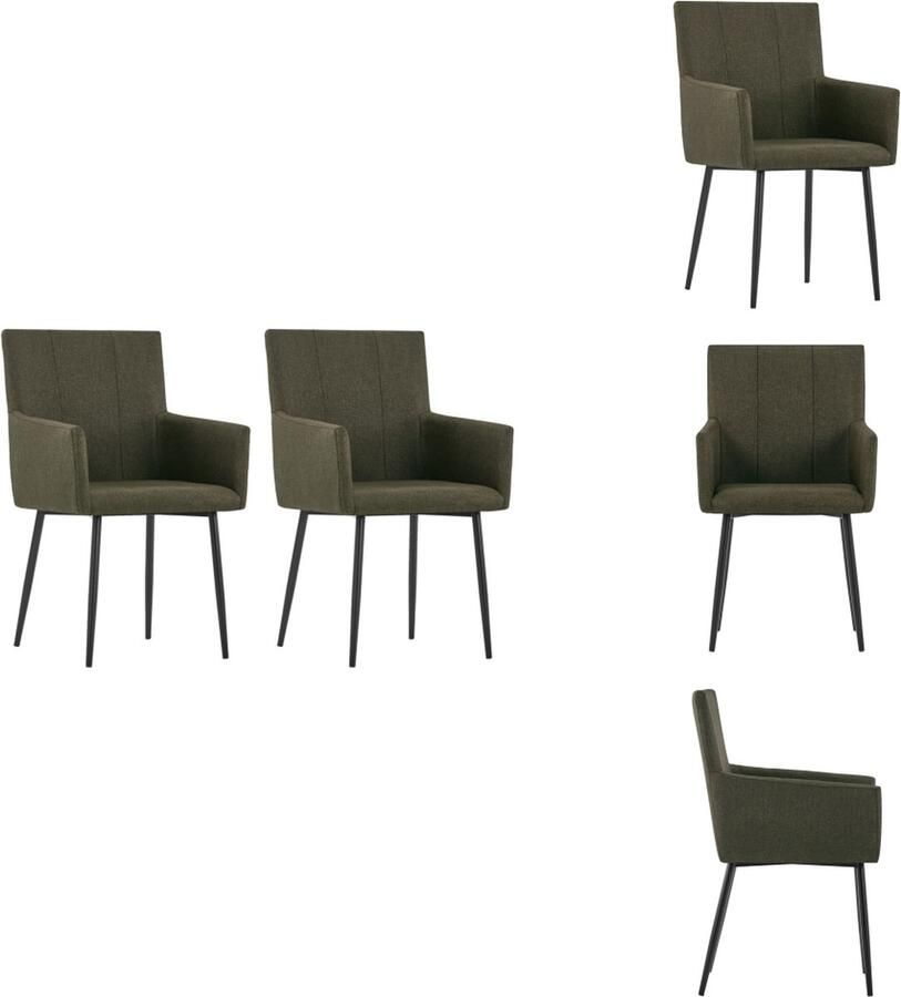 VidaXL Eetkamerstoel Eetkamerstoelen Keukenstoelen Keukenstoel Eetkamerstoelen 2 st met armleuningen stof bruin