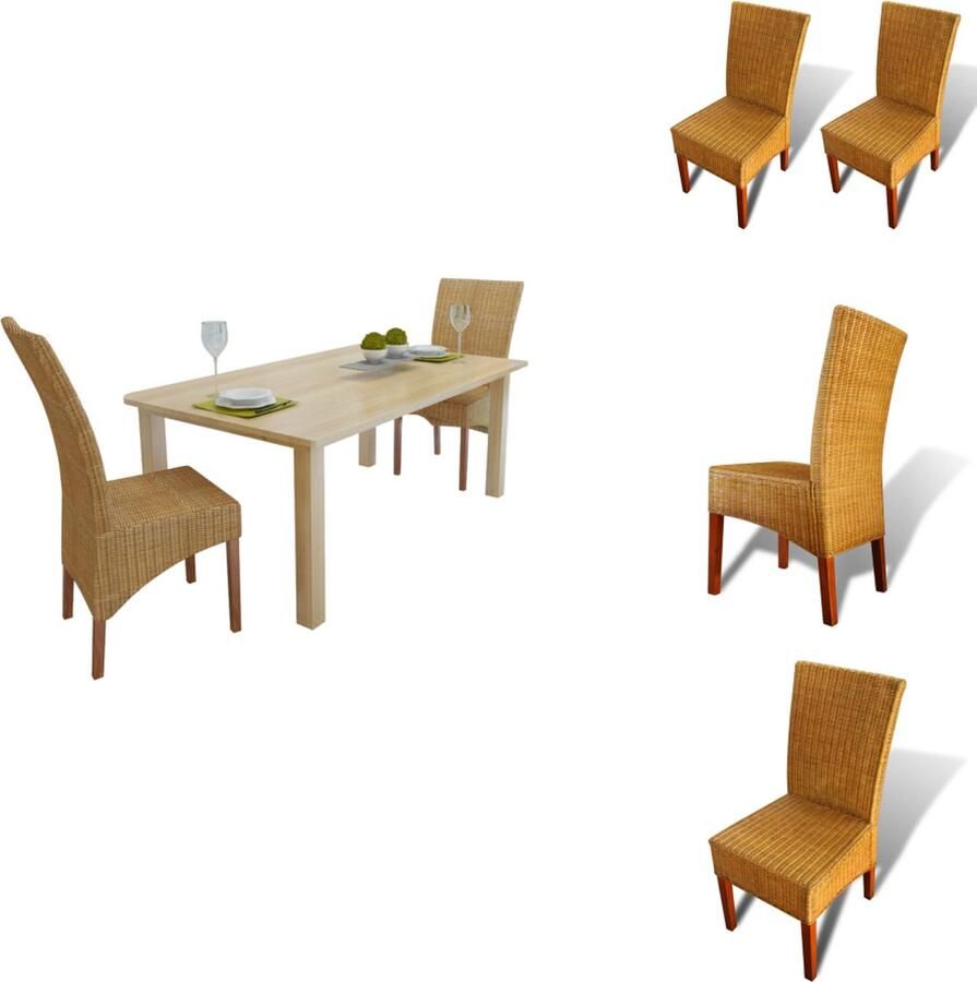 VidaXL Eetkamerstoel Eetkamerstoelen Keukenstoelen Keukenstoel Eetkamerstoelen 2 st natuurlijk rattan bruin - Foto 1