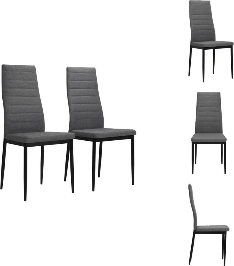 VidaXL Eetkamerstoel Eetkamerstoelen Keukenstoelen Keukenstoel Eetkamerstoelen 2 st stof lichtgrijs