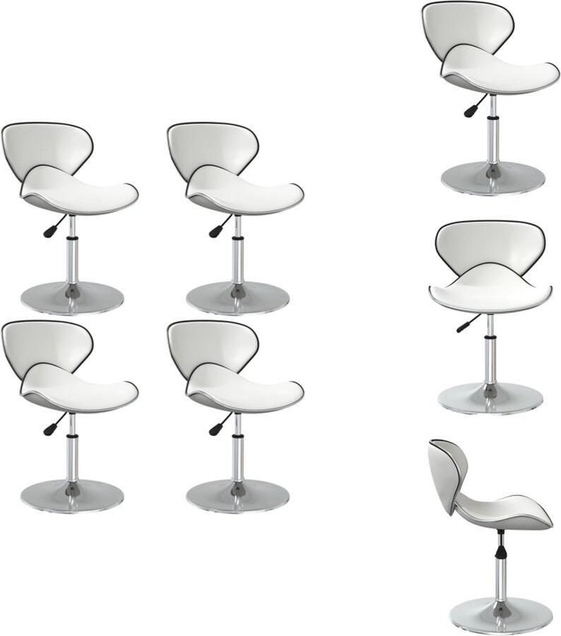 VidaXL Eetkamerstoelen Keukenstoel (31 x 39-53) cm Wit Kunstleer en verchroomd staal Eetkamerstoel