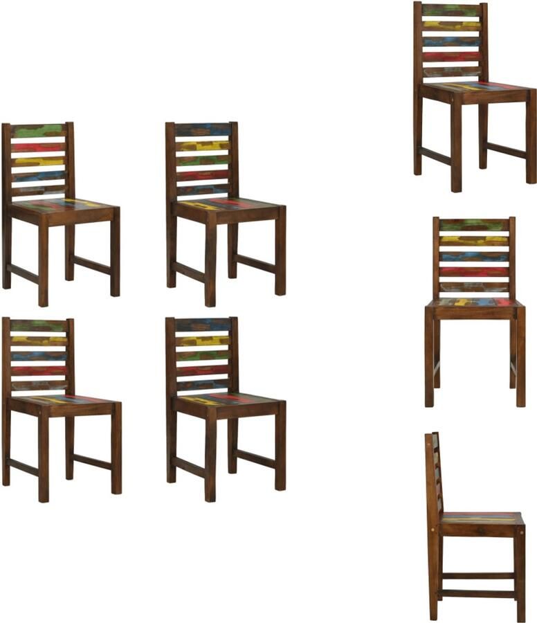 VidaXL Eetkamerstoel Eetkamerstoelen Keukenstoelen Keukenstoel Eetkamerstoelen 4 st massief gerecycled hout