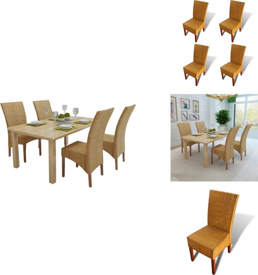 VidaXL Eetkamerstoel Eetkamerstoelen Keukenstoelen Keukenstoel Eetkamerstoelen 4 st natuurlijk rattan bruin