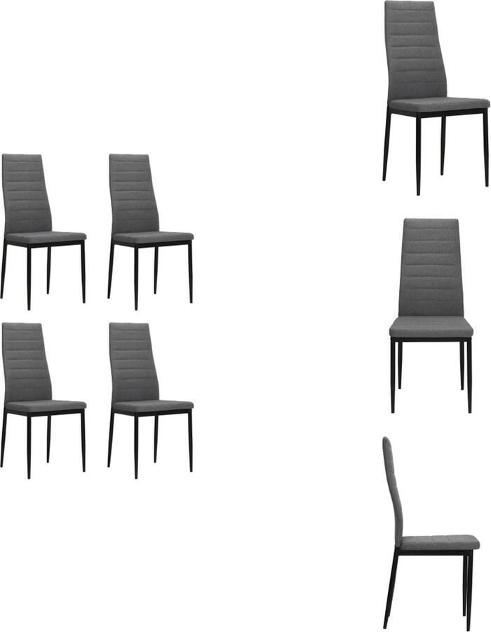 VidaXL Eetkamerstoel Eetkamerstoelen Keukenstoelen Keukenstoel Eetkamerstoelen 4 st stof lichtgrijs
