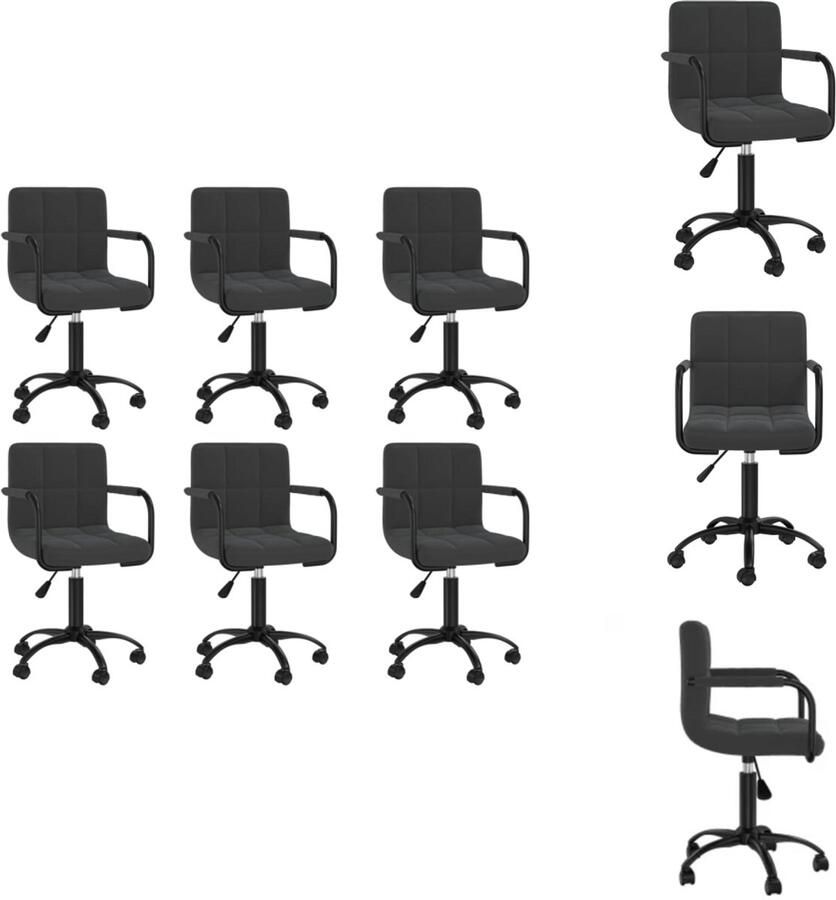 VidaXL Eetkamerstoel Eetkamerstoelen Keukenstoelen Keukenstoel Eetkamerstoelen 6 st draaibaar fluweel zwart