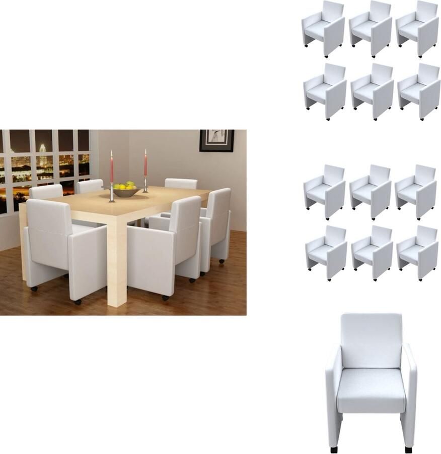 VidaXL Eetkamerstoel Eetkamerstoelen Keukenstoelen Keukenstoel Eetkamerstoelen 6 st kunstleer wit