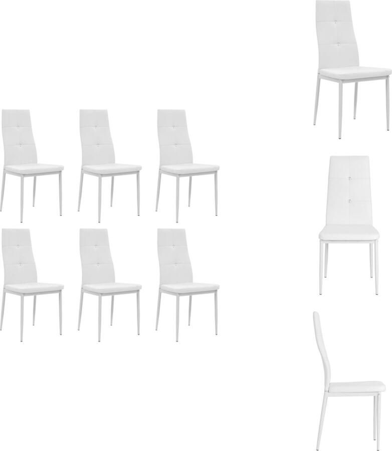 VidaXL Eetkamerstoel Eetkamerstoelen Keukenstoelen Keukenstoel Eetkamerstoelen 6 st kunstleer wit - Foto 2