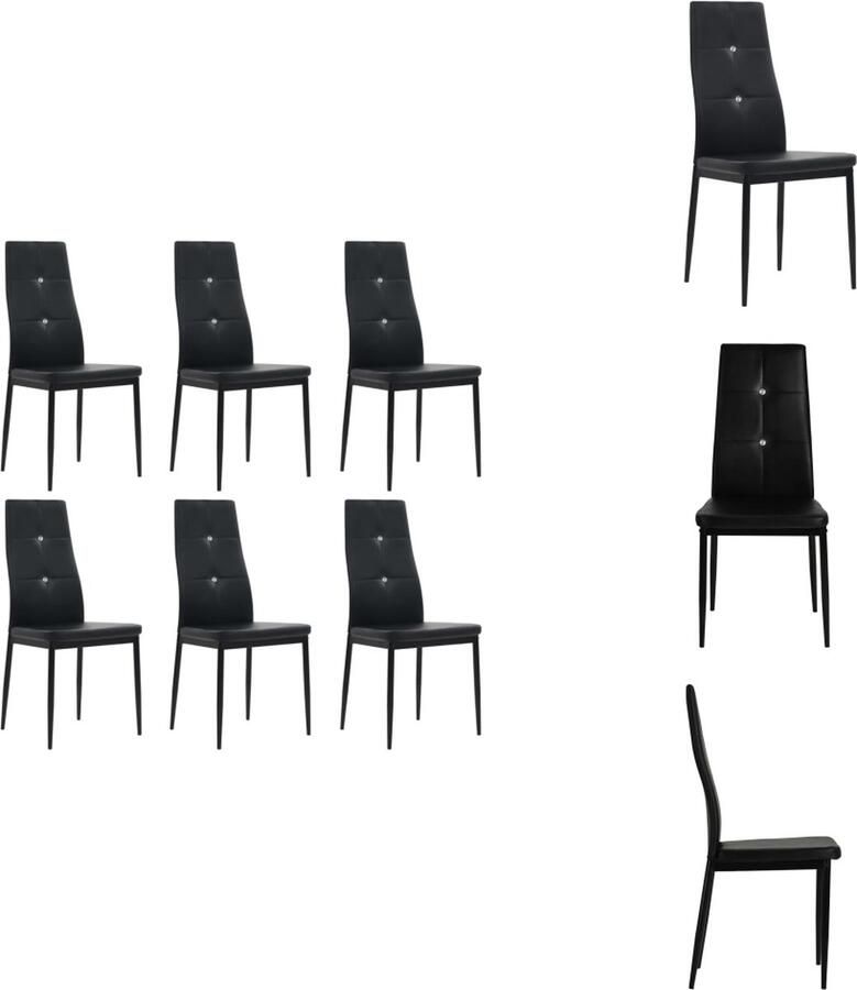 VidaXL Eetkamerstoel Eetkamerstoelen Keukenstoelen Keukenstoel Eetkamerstoelen 6 st kunstleer zwart - Foto 2