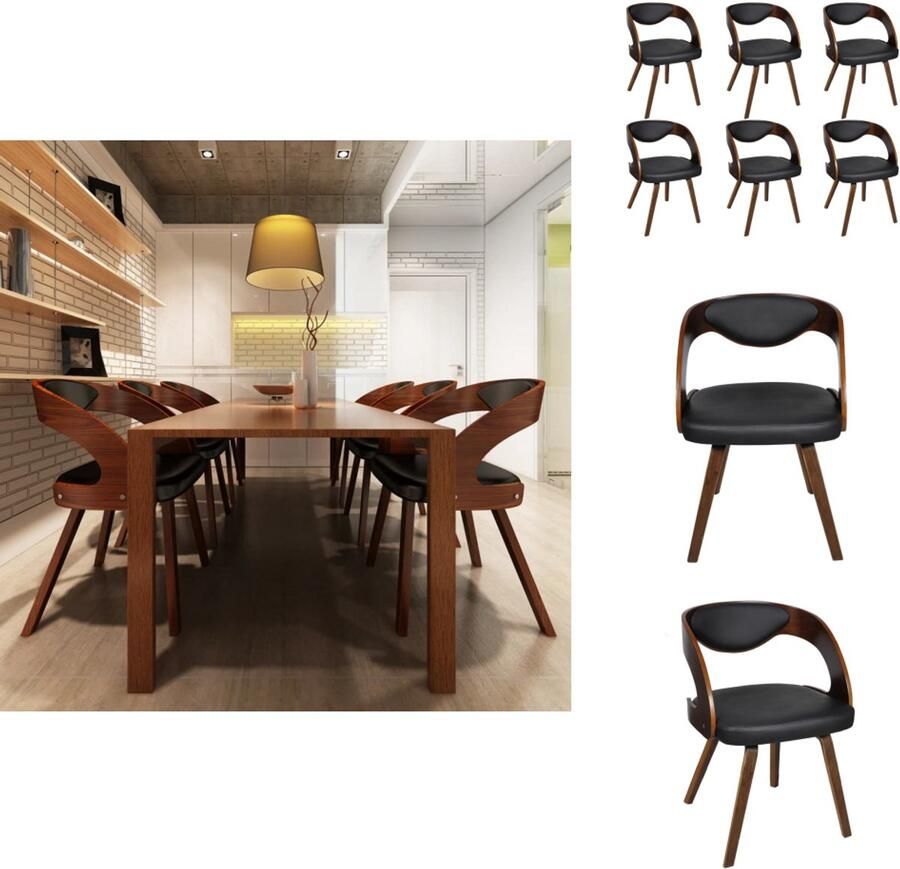 VidaXL Eetkamerstoel Eetkamerstoelen Keukenstoelen Keukenstoel Eetkamerstoelen 6 st kunstleer bruin - Foto 2