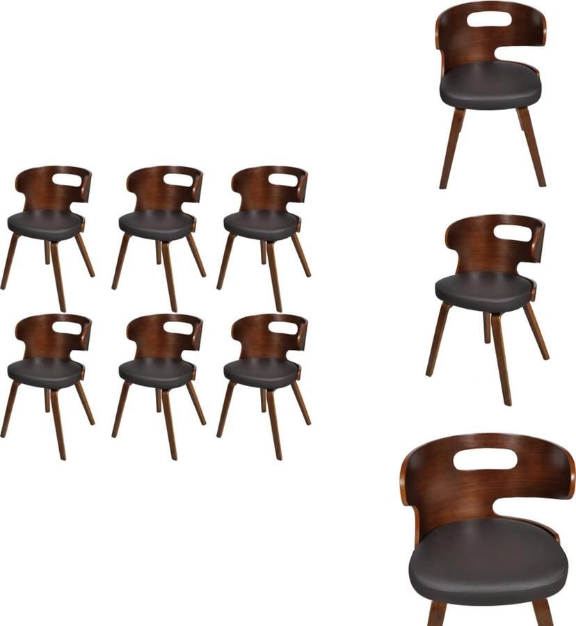 VidaXL Eetkamerstoel Eetkamerstoelen Keukenstoelen Keukenstoel Eetkamerstoelen 6 st kunstleer bruin