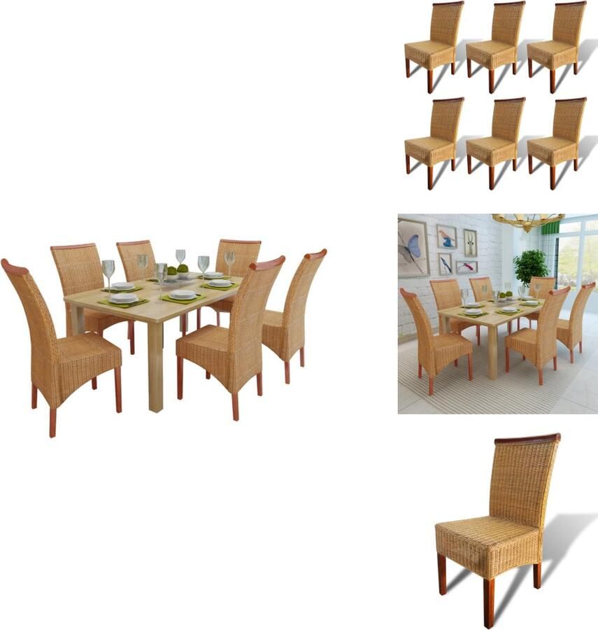 VidaXL Eetkamerstoel Eetkamerstoelen Keukenstoelen Keukenstoel Eetkamerstoelen 6 st natuurlijk rattan bruin
