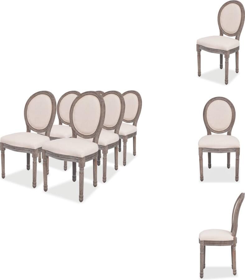 VidaXL Eetkamerstoel Eetkamerstoelen Keukenstoelen Keukenstoel Eetkamerstoelen 6 st stof crèmekleurig - Foto 2